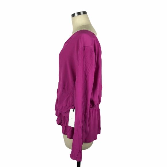 LEITH Plus Size Twist Front Long Sleeve Blouse 1X NWT Colorful Top Rayon Vibrant - Picture 2 of 7